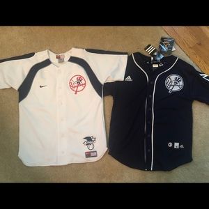 TWO youth medium NY Yankees jerseys Nike Adidas
